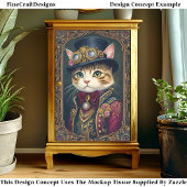 Schattigee Steampunk Cat, Top Hat, Lijst DG4L Deco Tissuepapier