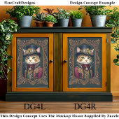 Schattigee Steampunk Cat, Top Hat, Lijst DG4L Deco Tissuepapier