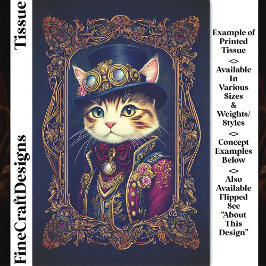 Schattigee Steampunk Cat, Top Hat, Lijst DG4LF Dec Tissuepapier