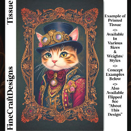 Schattigee Steampunk Cat, Top Hat, Lijst DG4LG Dec Tissuepapier