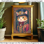 Schattigee Steampunk Cat, Top Hat, Lijst DG4LG Dec Tissuepapier