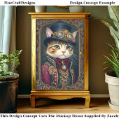 Schattigee Steampunk Cat, Top Hat, Lijst DG4R Deco Tissuepapier