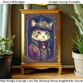 Schattigee Steampunk Cat, Top Hat, Lijst DG4RF Dec Tissuepapier