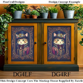 Schattigee Steampunk Cat, Top Hat, Lijst DG4RF Dec Tissuepapier