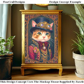 Schattigee Steampunk Cat, Top Hat, Lijst DG4RG Dec Tissuepapier