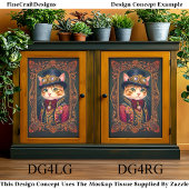 Schattigee Steampunk Cat, Top Hat, Lijst DG4RG Dec Tissuepapier