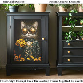 Schattigee Steampunk Cat, Yellow Flowers CY9L Deco Tissuepapier
