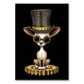 Schattigee Steampunk Chihuahua Puppy Dog, zwart Kaart (Voorkant)