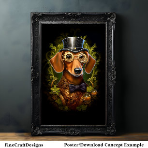 Schattigee Steampunk Dachshund Worst Wiener Dog 14 Poster