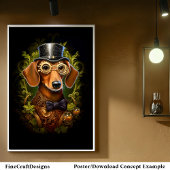 Schattigee Steampunk Dachshund Worst Wiener Dog 14 Poster
