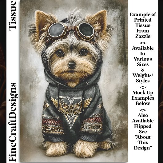Schattigee Steampunk Dog in Hoodie DS3R Decoupage Tissuepapier