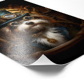 Schattigee Steampunk Dog In Pet & Goggles Faux Ink Foto Afdruk (Hoek)