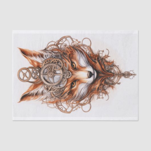 Schattigee Steampunk Fox 116 Decoupage Tissuepapier (Voorkant)