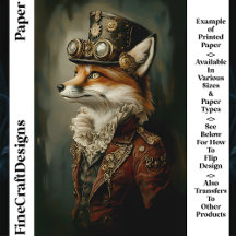 Schattigee Steampunk Fox Portrait CJ7 Scrapbook Pa