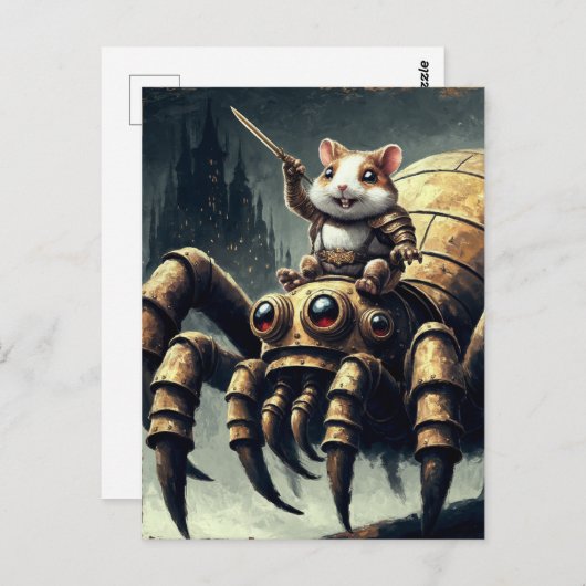 Schattigee Steampunk Hamster en Spider Briefkaart (Voorkant / Achterkant)