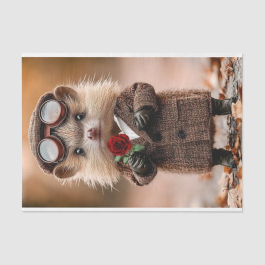 Schattigee Steampunk Hedgehog + Flower AH4 Decoupa Tissuepapier (Voorkant)