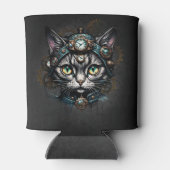 Schattigee steampunk kat met klokken en tandwielen blikjeskoeler (Achterkant)