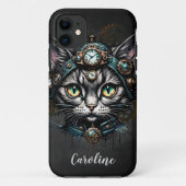 Schattigee steampunk kat met klokken en tandwielen Case-Mate iPhone case (Achterkant)