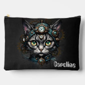 Schattigee steampunk kat met klokken en tandwielen etui (Voorkant)