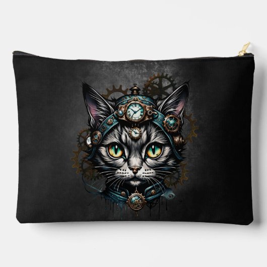 Schattigee steampunk kat met klokken en tandwielen etui (Achterkant)