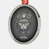 Schattigee steampunk kat met klokken en tandwielen metalen ornament (Links)