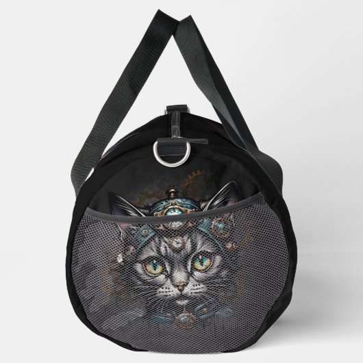 Schattigee steampunk kat met klokken en tandwielen plunjezak (Rechts)