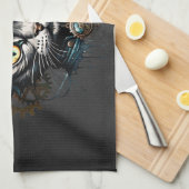 Schattigee steampunk kat met klokken en tandwielen theedoek (Quarter Fold)