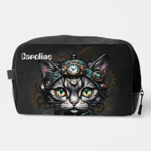 Schattigee steampunk kat met klokken en tandwielen