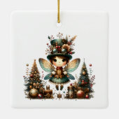 Schattigee Steampunk kerstfee en kerstbomen Keramisch Ornament (Achterkant)