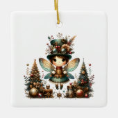 Schattigee Steampunk kerstfee en kerstbomen Keramisch Ornament (Voorkant)