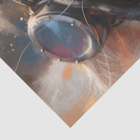 Schattigee Steampunk Kitten met Bril Decoupage Tissuepapier (Detail)