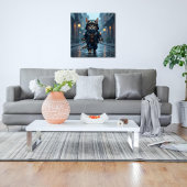 Schattigee Steampunk Kitten Wandelen in het Regen  Poster