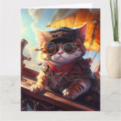 Schattigee Steampunk Pirate Cat Kaart (Voorkant)