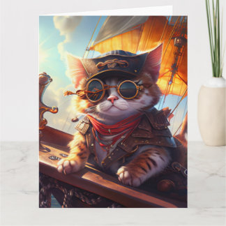 Schattigee Steampunk Pirate Cat Kaart