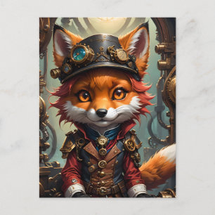 Schattigee Steampunk Red Fox Briefkaart