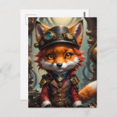 Schattigee Steampunk Red Fox Briefkaart (Voorkant / Achterkant)