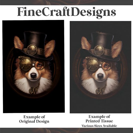 Schattigee Steampunk Schattige Welsh Corgi Dog D5L Tissuepapier
