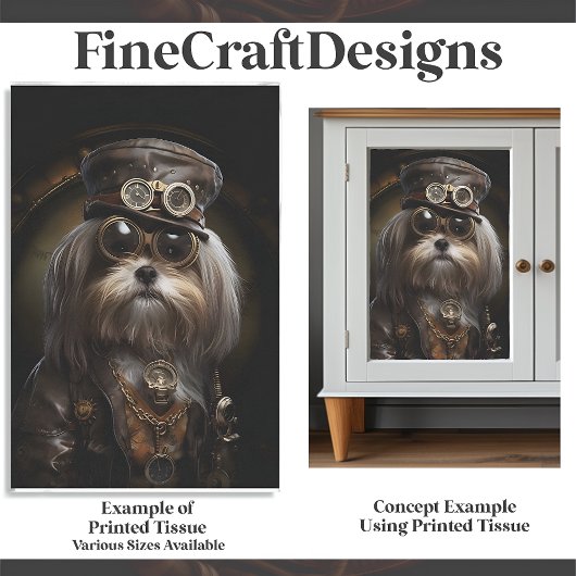 Schattigee Steampunk Shih Tzu Dog Painting D4R Dec Tissuepapier