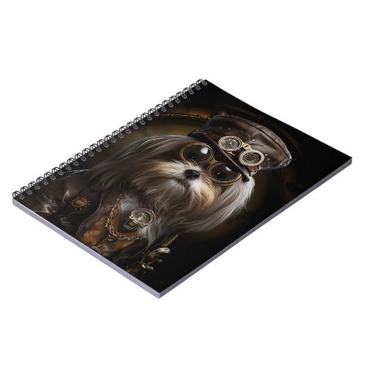 Schattigee Steampunk Shih Tzu Dog Painting D4R Nie Notitieboek (Linkerzijde)