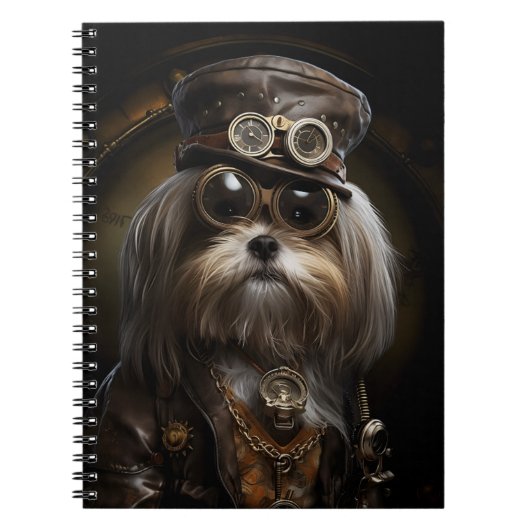 Schattigee Steampunk Shih Tzu Dog Painting D4R Nie Notitieboek (Voorkant)