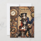 Schattigee Steampunk Skelet Bedankkaart (Voorkant)