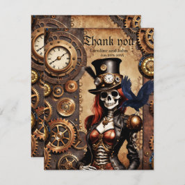 Schattigee Steampunk Skelet Bedankkaart