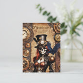 Schattigee Steampunk Skelet Briefkaart (Staand voorkant)