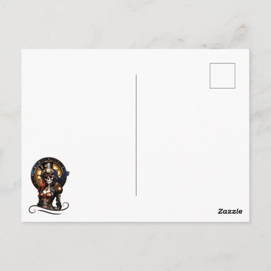Schattigee Steampunk Skelet Briefkaart (Achterkant)