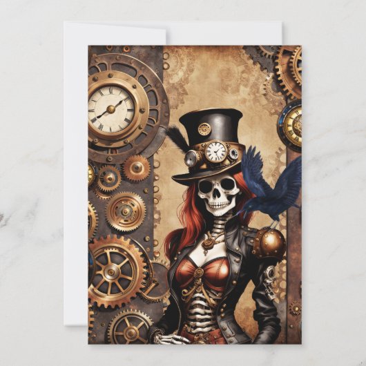 Schattigee Steampunk Skelet Kaart (Achterkant)