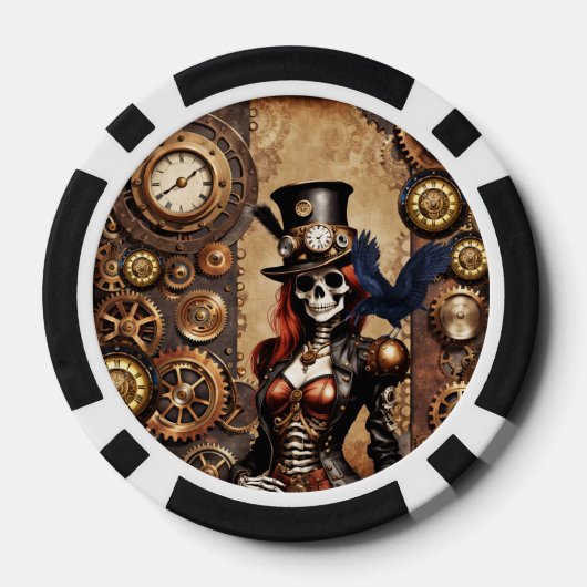 Schattigee Steampunk Skelet Poker Chips (Achterkant)