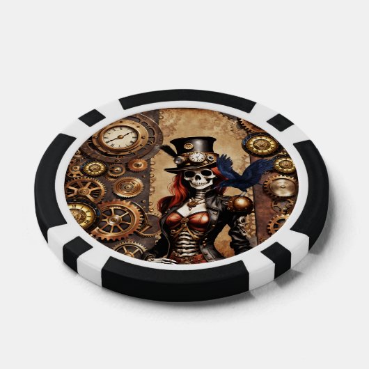 Schattigee Steampunk Skelet Poker Chips (Enkel)