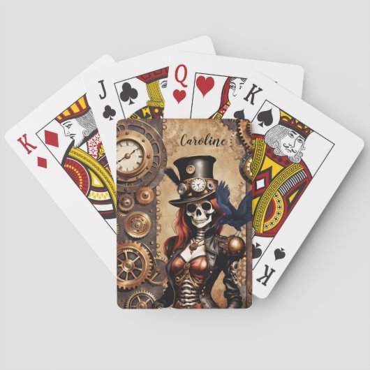 Schattigee Steampunk Skelet Pokerkaarten (Achterkant)