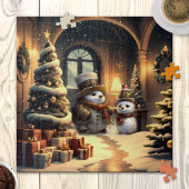 Schattigee Steampunk Sneeuwman Kerstpuzzel Legpuzzel