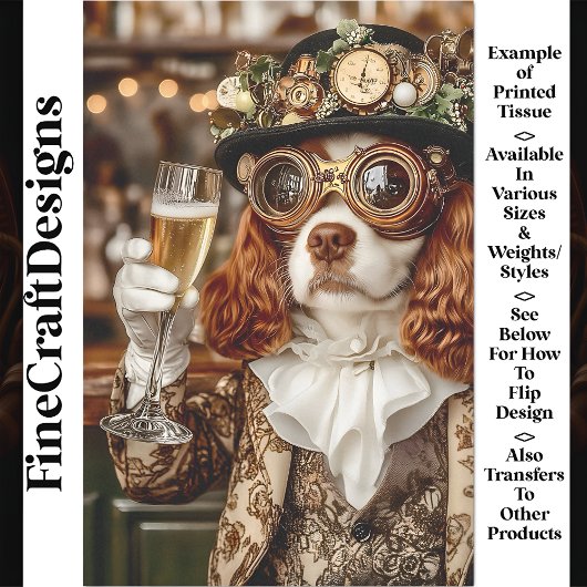 Schattigee Steampunk Spaniel Dog Toasting BG4 Deco Tissuepapier